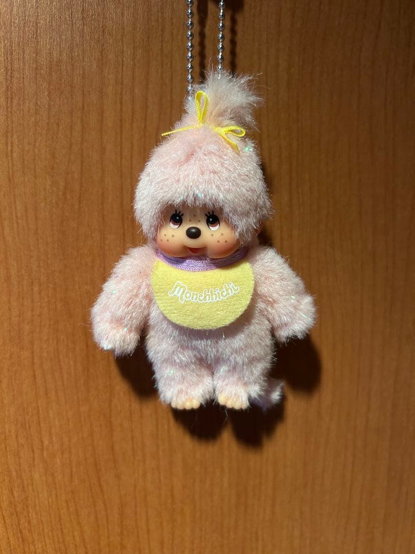 新品 モンチッチ ピンク ラメ キーホルダー　非売品　レア
