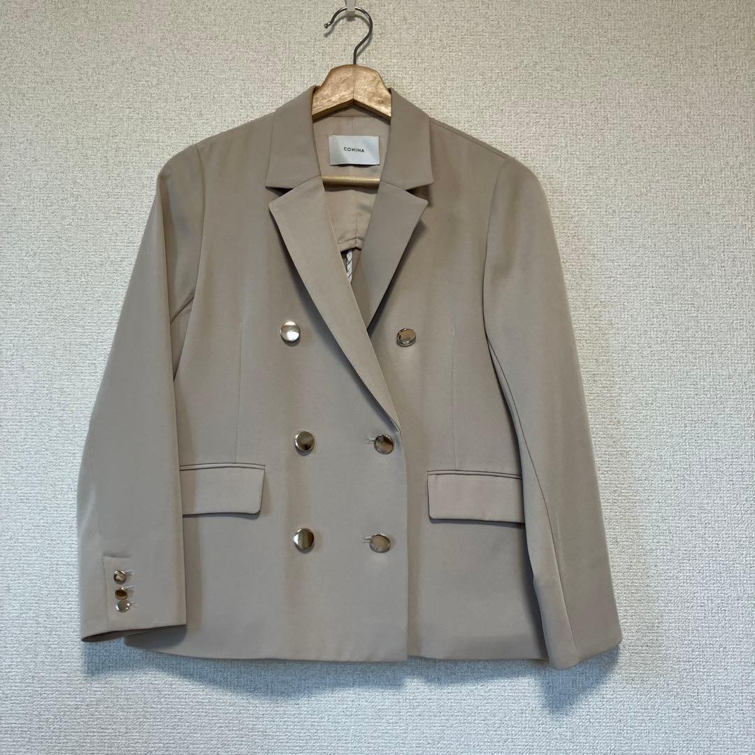 【極美品】COHINA ゴールドボタン　ダブルジャケット　ライトベージュ