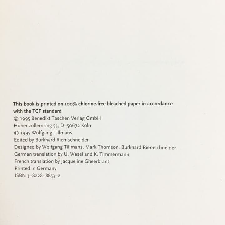 Wolfgang Tillmans ヴォルフガング・ティルマンス 写真集