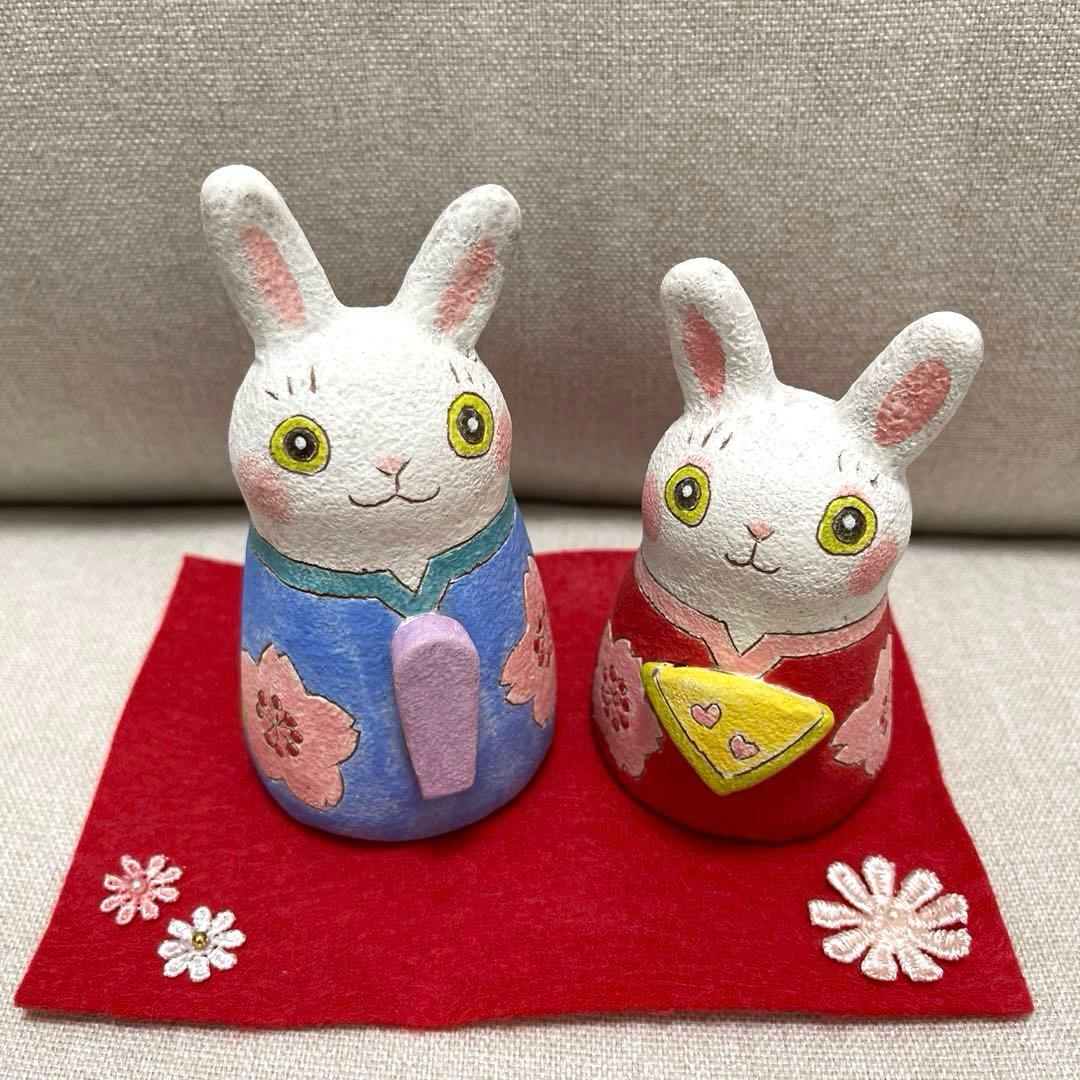 ひな祭り　おひなさま　おひな様　月魚ひろこ　うさぎ　お雛様　作家もの