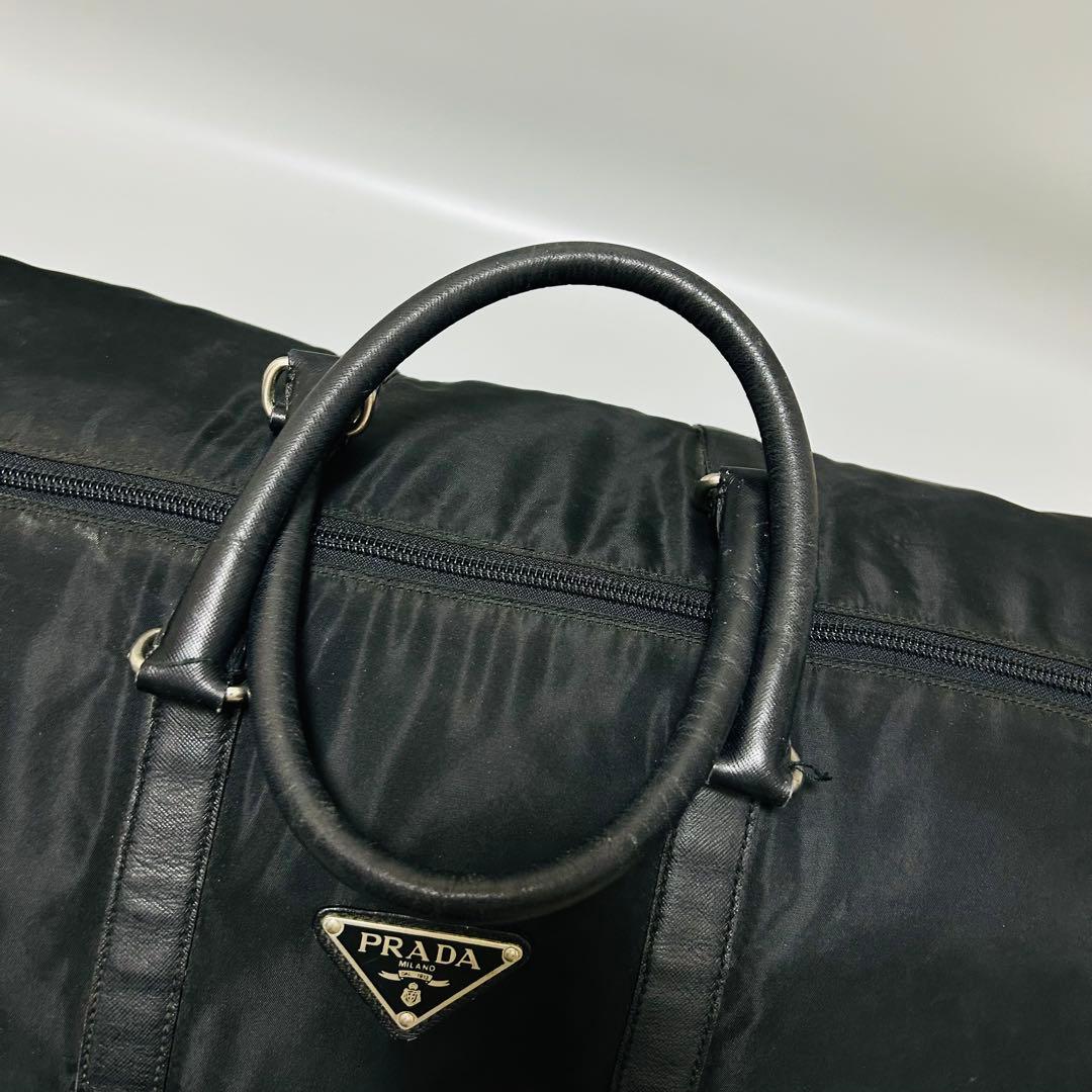 PRADA プラダ 三角プレート ボストンバッグ トラベルバッグ 黒色