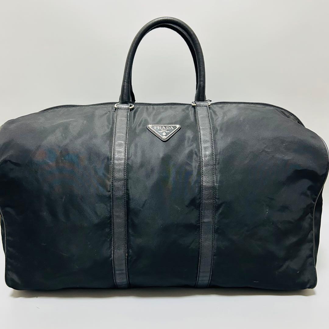 PRADA プラダ 三角プレート ボストンバッグ トラベルバッグ 黒色