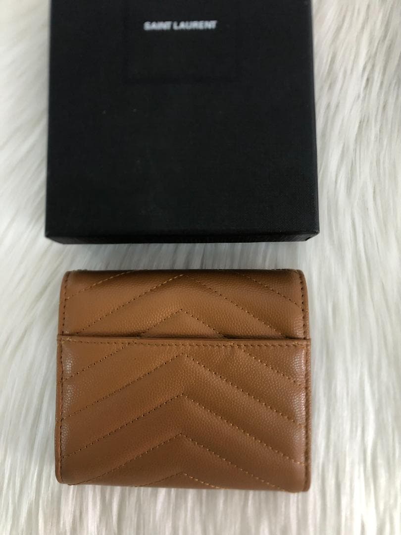 折り畳み財布　ブラウン　カードホルダー　YSLロゴ　バッグ　素晴らしい　本革
