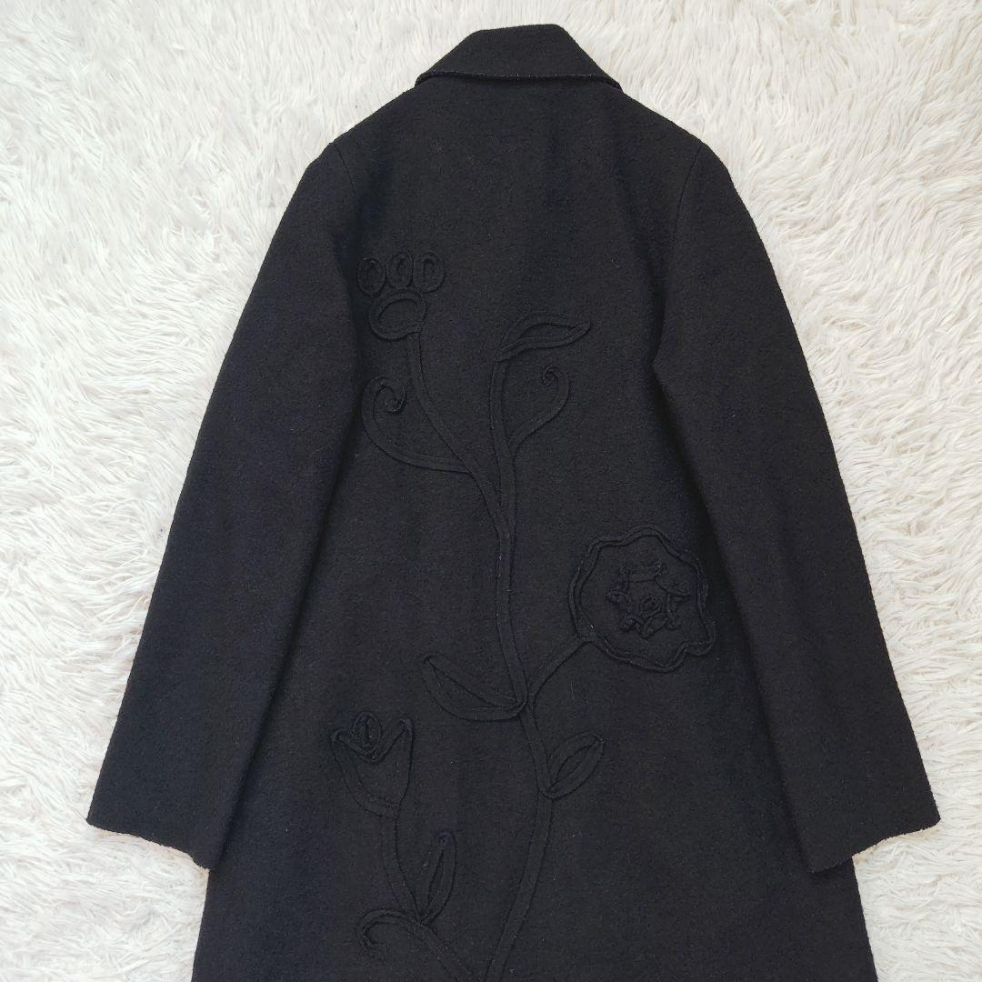 【シビラ/Sybilla】立体花柄ロングコート Aライン スナップボタン 日本製