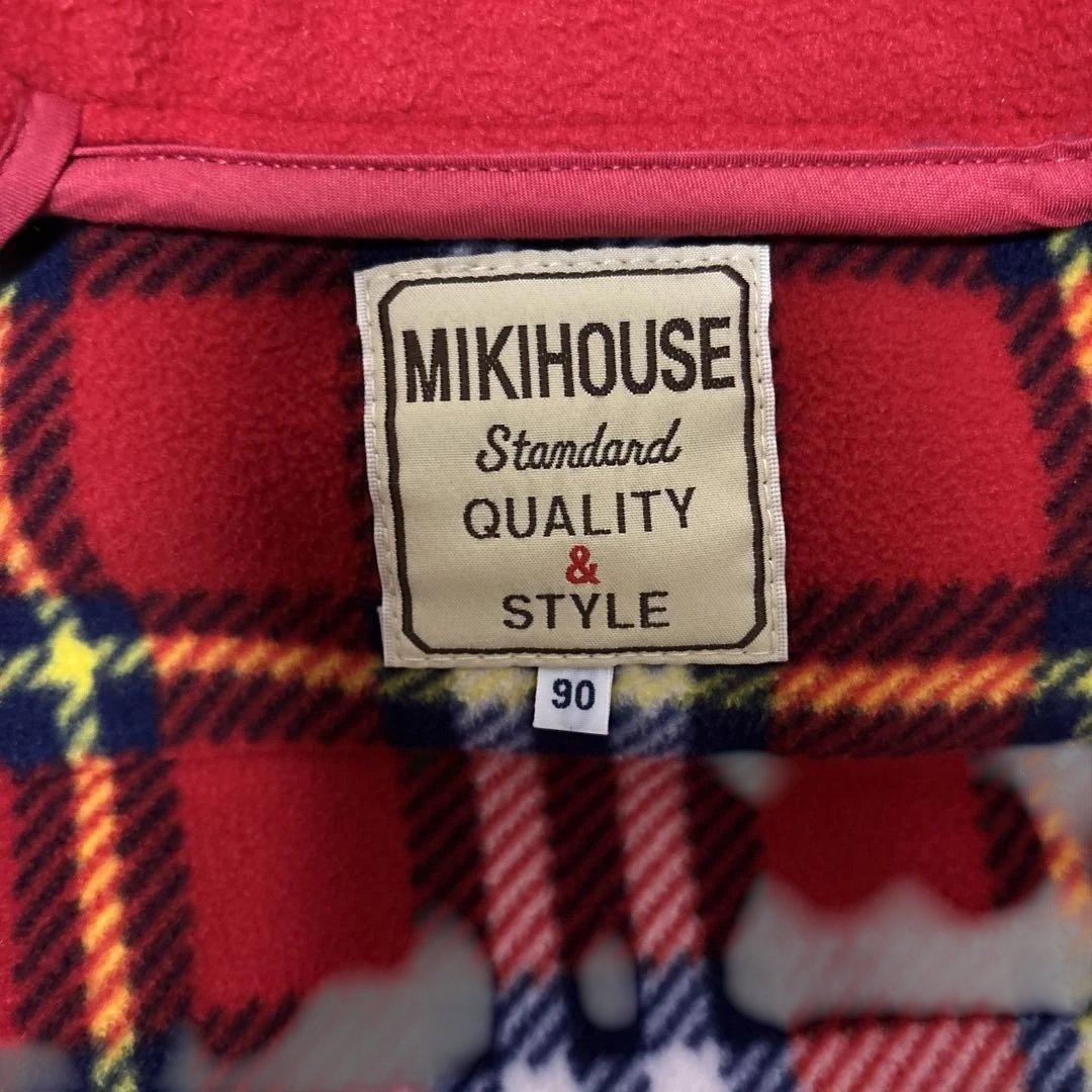 ミキハウス 赤チェック ダッフルコート MIKI HOUSE 90 レッド