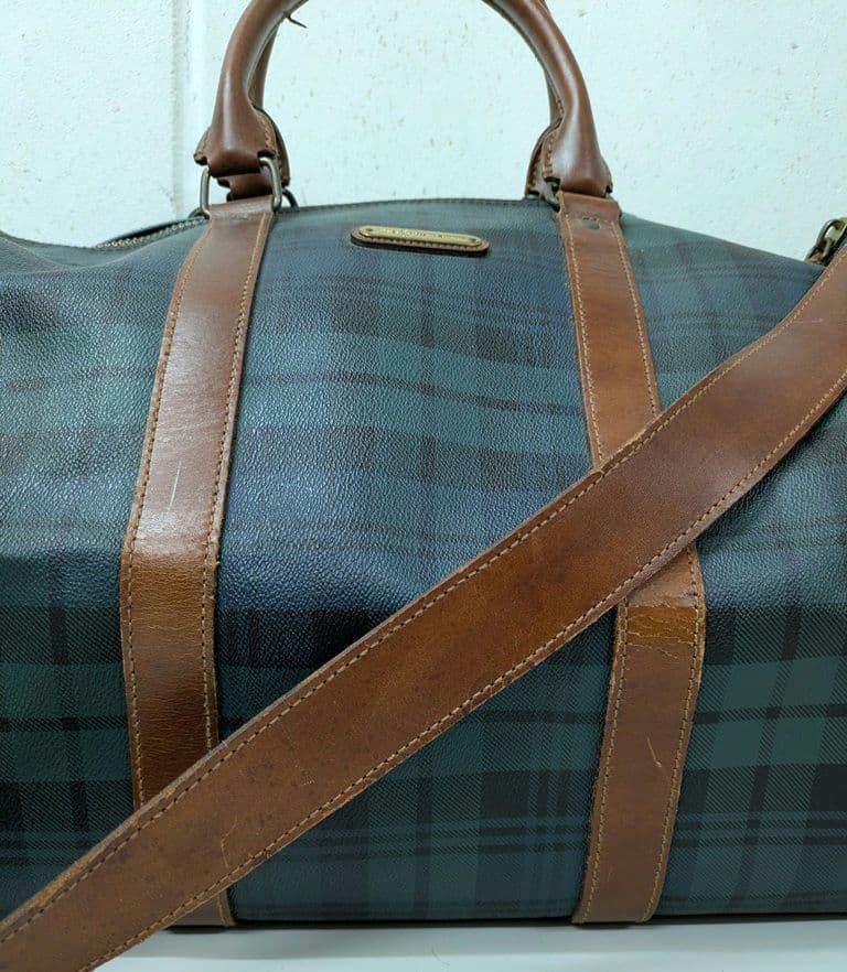 ポロラルフローレン ブラックウォッチ 大型ボストンバッグ 中古 難あり