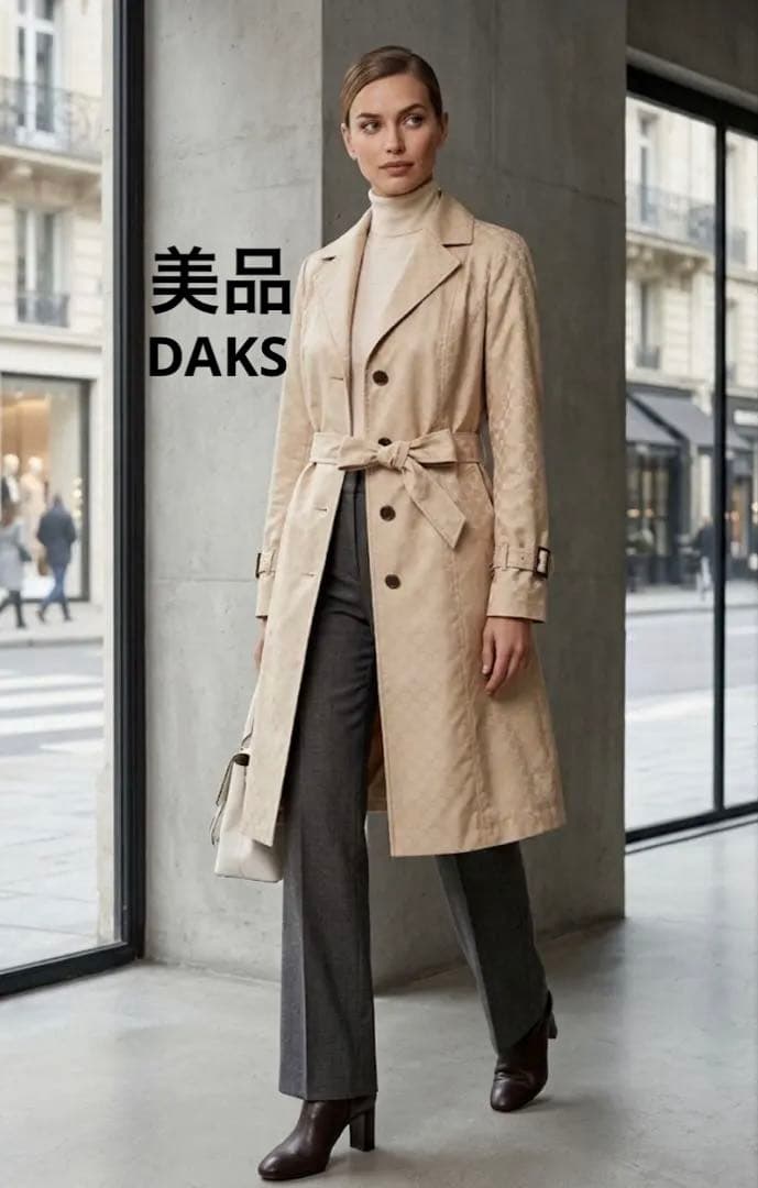 【極美品】DAKS LONDON ダックス 総柄 スプリングコート 日本製 L