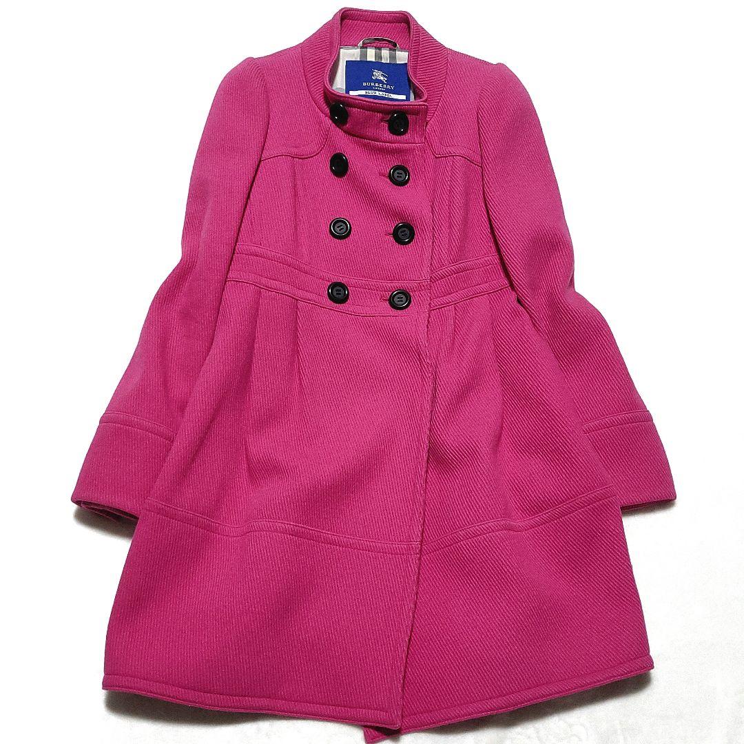 【美品】BURBERRY　ロングコート スタンドカラー メガバチェック ピンク