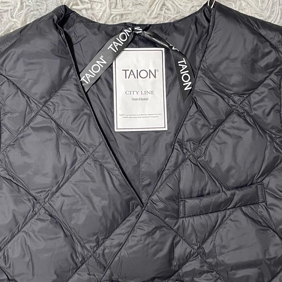 【TAION】タイオン メンズ ダブル ダウンジレ ブラック Lサイズ