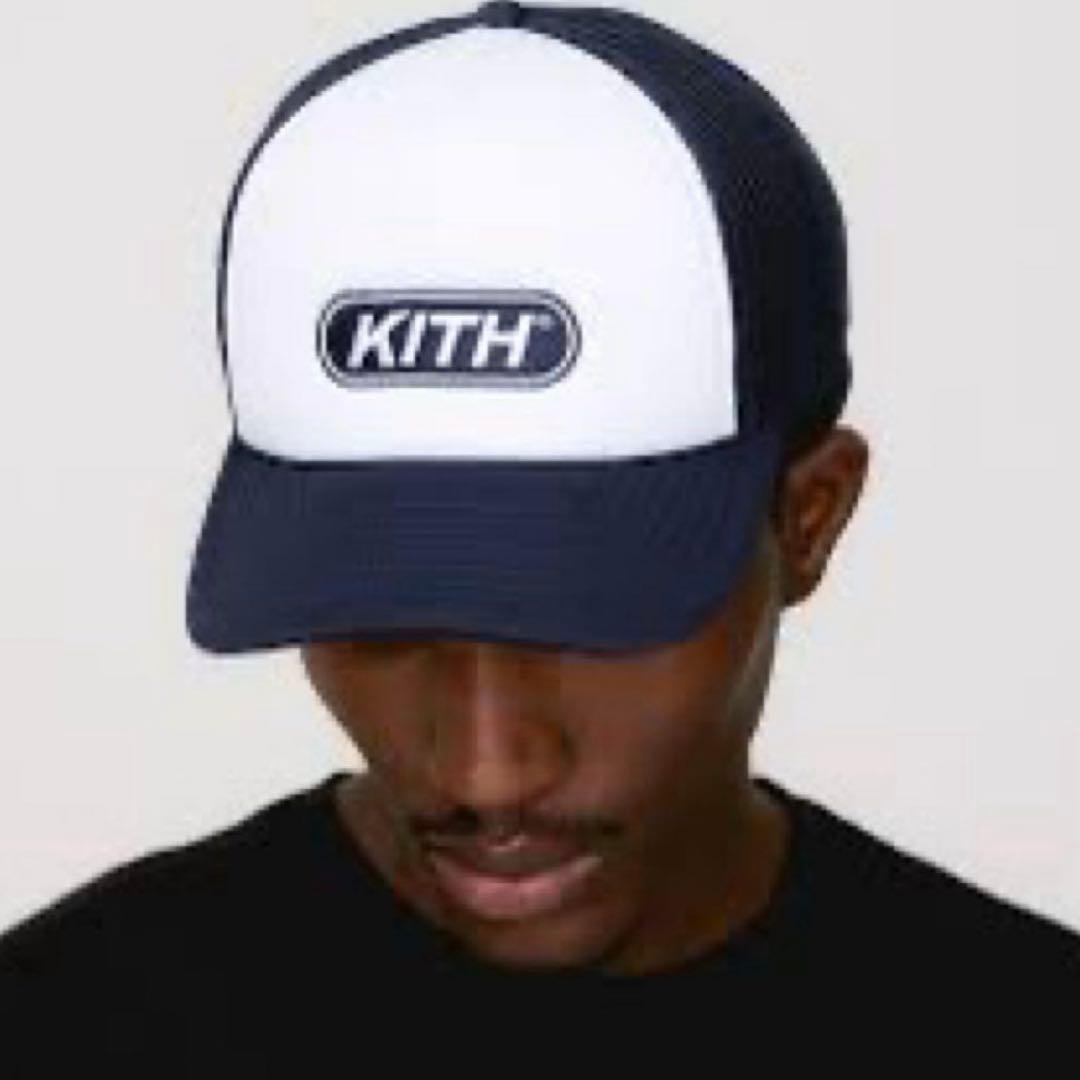 【美品】KITH トラッカーキャップ ホワイト/ネイビー 帽子