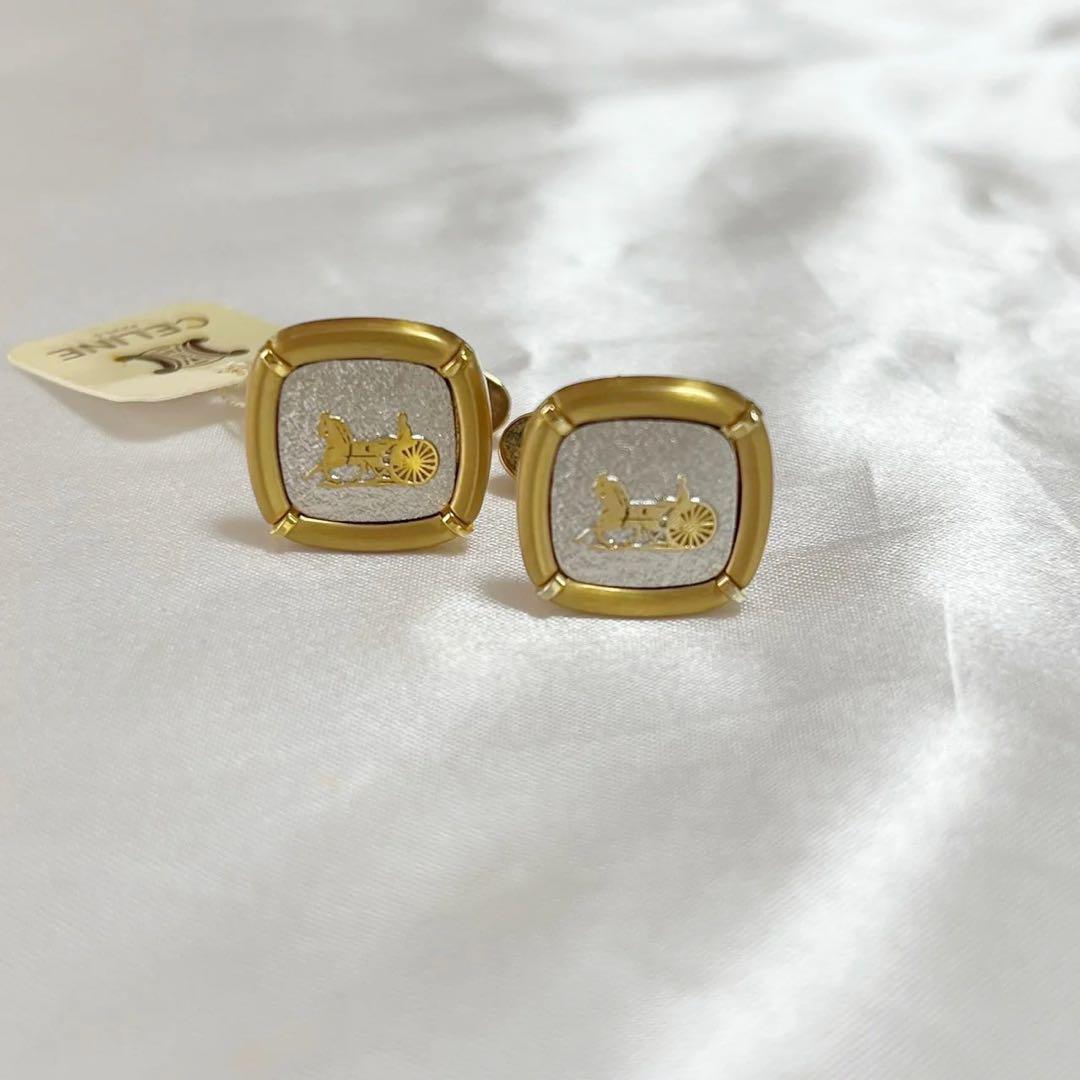く*ん様 【美品】CELINE カフス ゴールド 馬車 箱付き カフスボタン カ