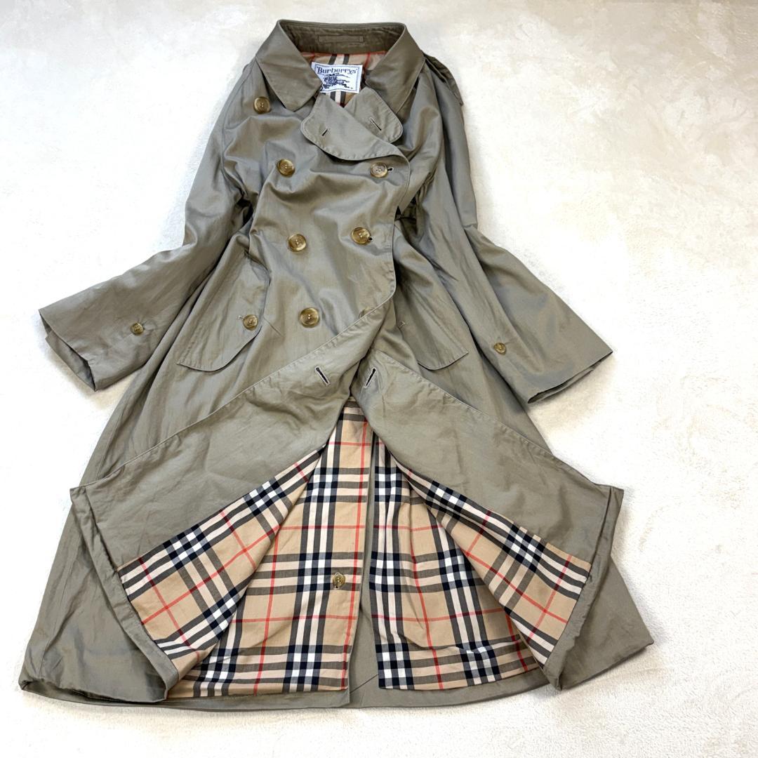 【美品】バーバリー90sヴィンテージスプリングコート玉蟲色ロングSサイズ
