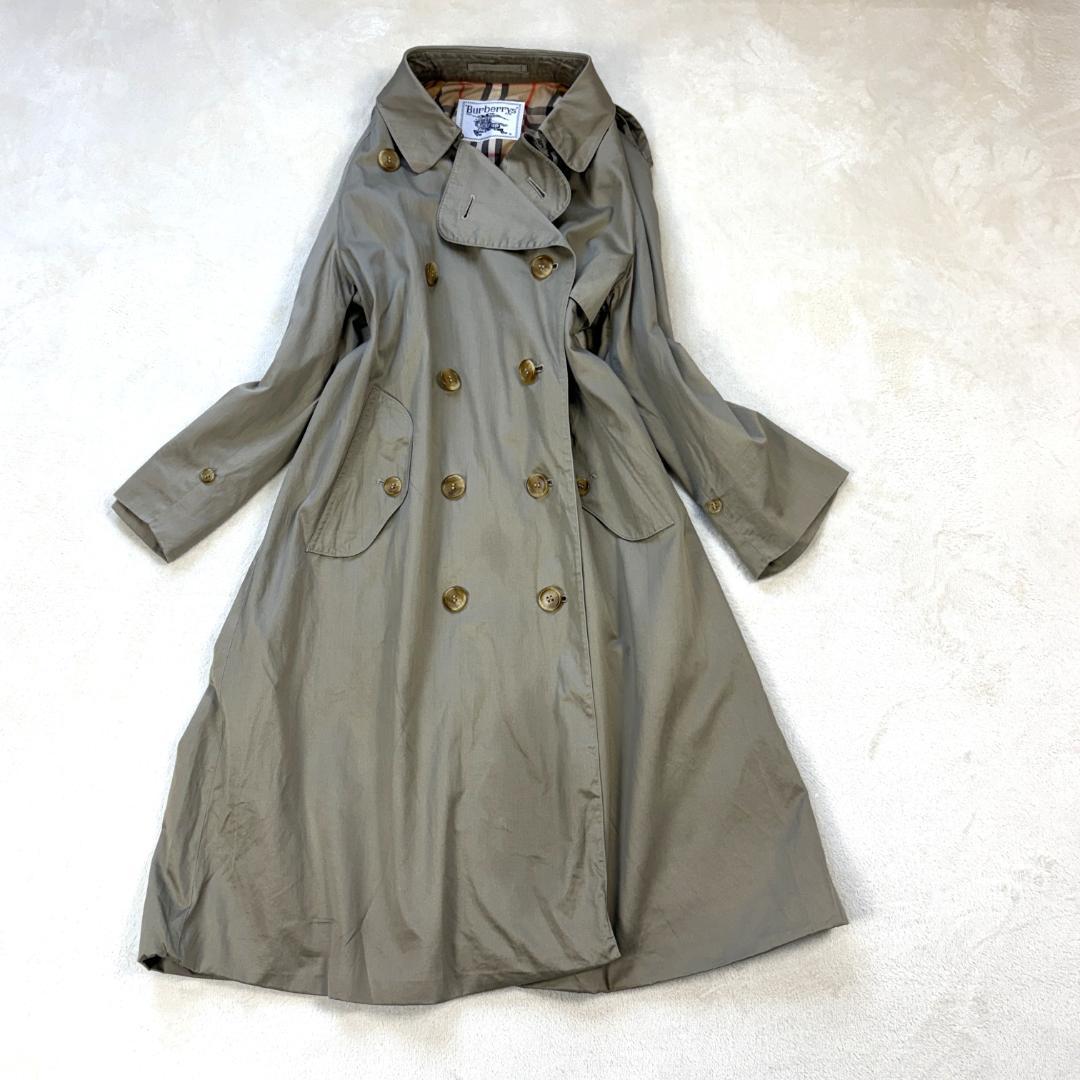【美品】バーバリー90sヴィンテージスプリングコート玉蟲色ロングSサイズ