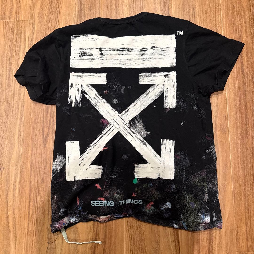 オフホワイト グラフィック Tシャツ ブラック
