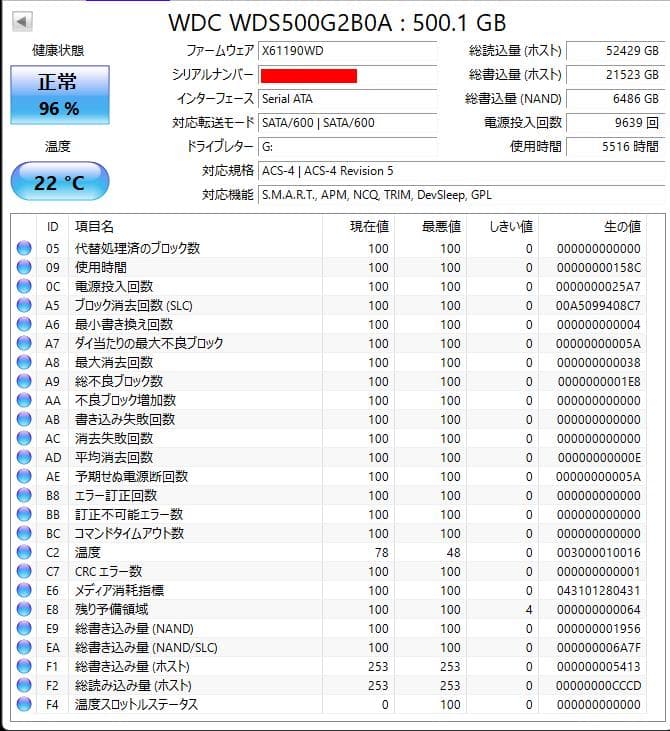 内蔵型SSD WD Blue SSD 500GB SATA WDS500G2B0A