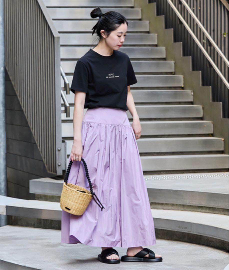 【大人気美品】IENA イエナ　S タフタフレアロングスカート（ラベンダー）