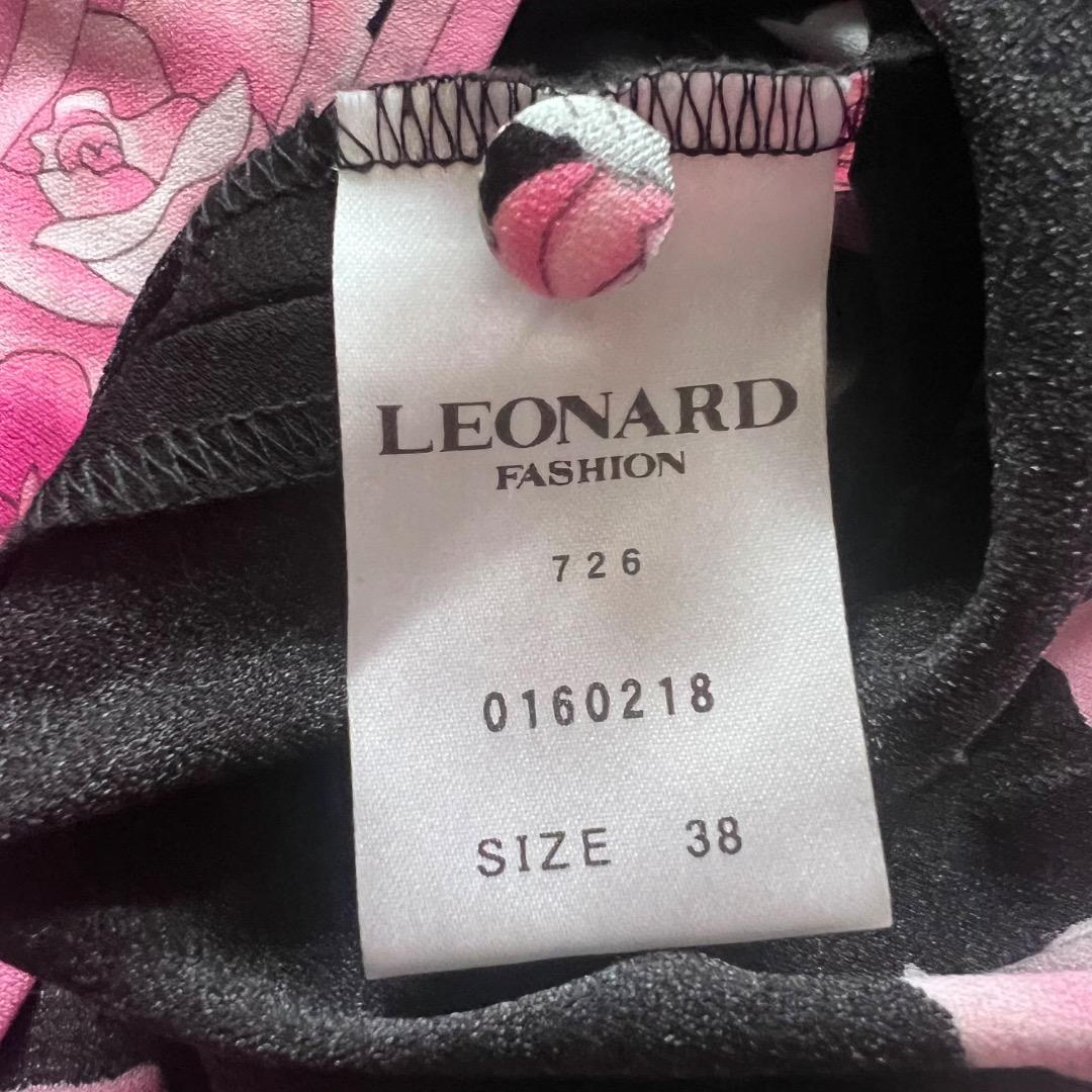 専用 美品 LEONARD カンカン素材 ノースリーブワンピース ローズ 薔薇
