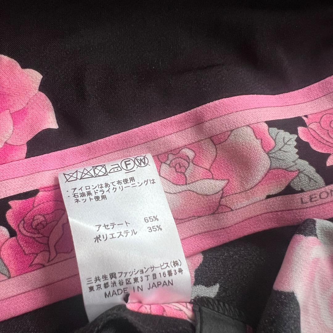 専用 美品 LEONARD カンカン素材 ノースリーブワンピース ローズ 薔薇
