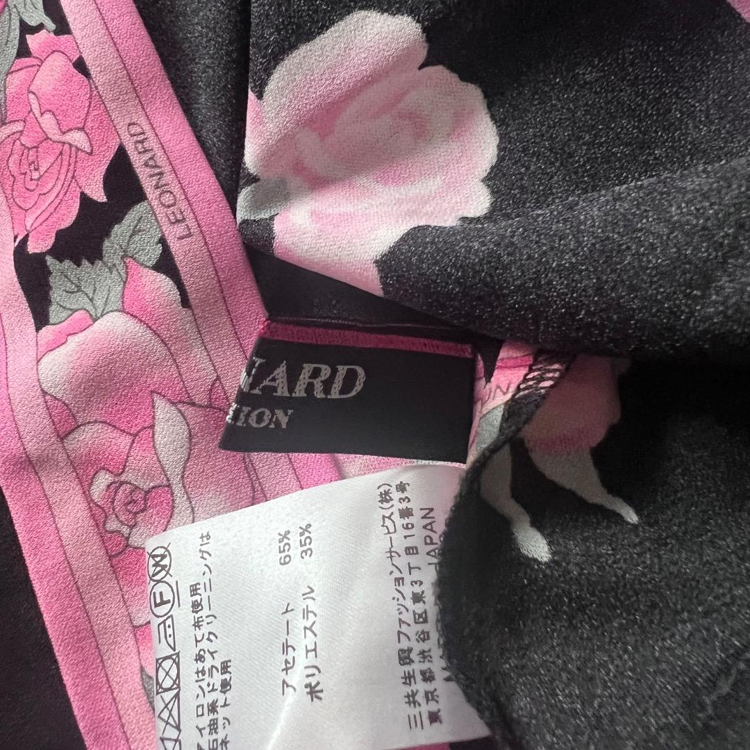 専用 美品 LEONARD カンカン素材 ノースリーブワンピース ローズ 薔薇