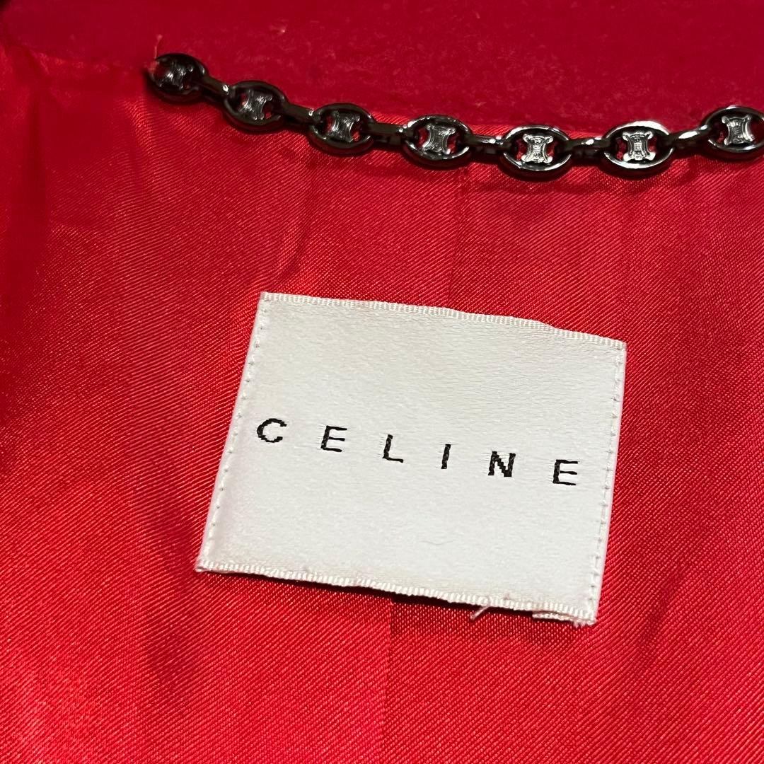 CELINE セリーヌ ウール ロングコート Aライン トリオンフ　レッド