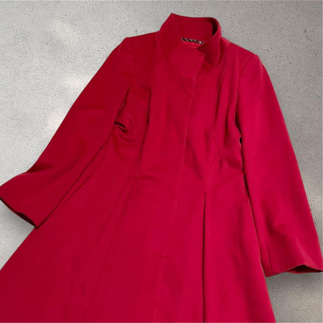 CELINE セリーヌ ウール ロングコート Aライン トリオンフ　レッド
