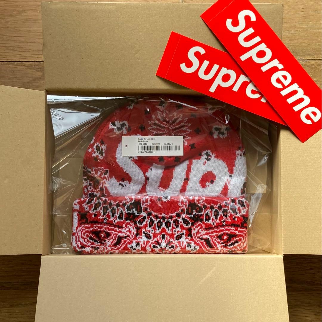 Supreme Big Logo Beanie 赤バンダナ