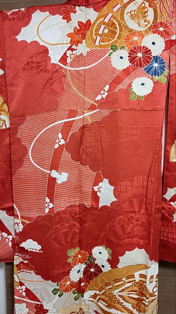正絹振袖 手描き友禅 金駒刺繍 帯セット