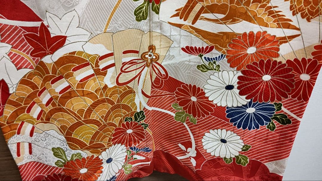 正絹振袖 手描き友禅 金駒刺繍 帯セット