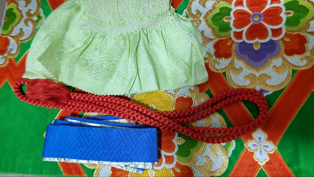 正絹振袖 手描き友禅 金駒刺繍 帯セット