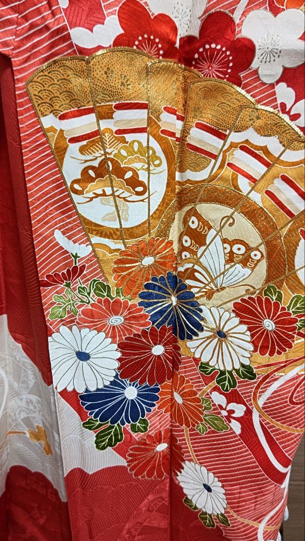 正絹振袖 手描き友禅 金駒刺繍 帯セット