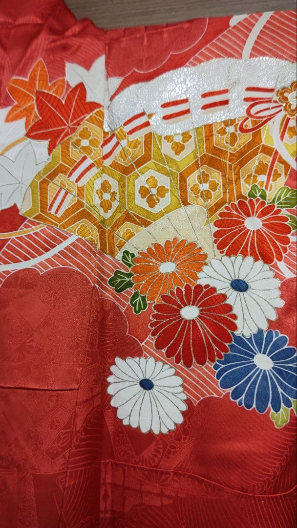 正絹振袖 手描き友禅 金駒刺繍 帯セット