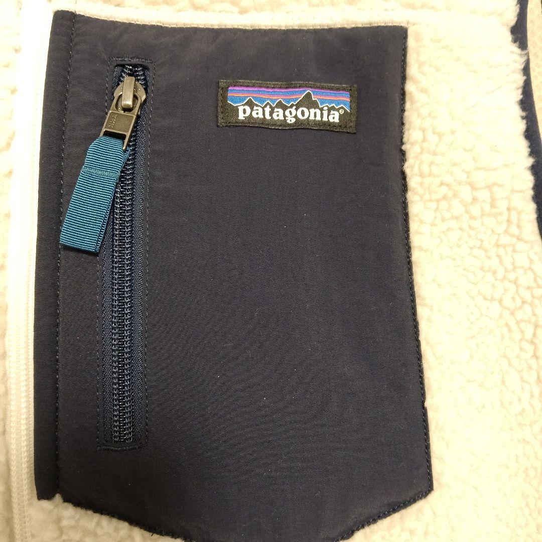 patagonia フリースベスト Sサイズ ベージュ/ネイビー