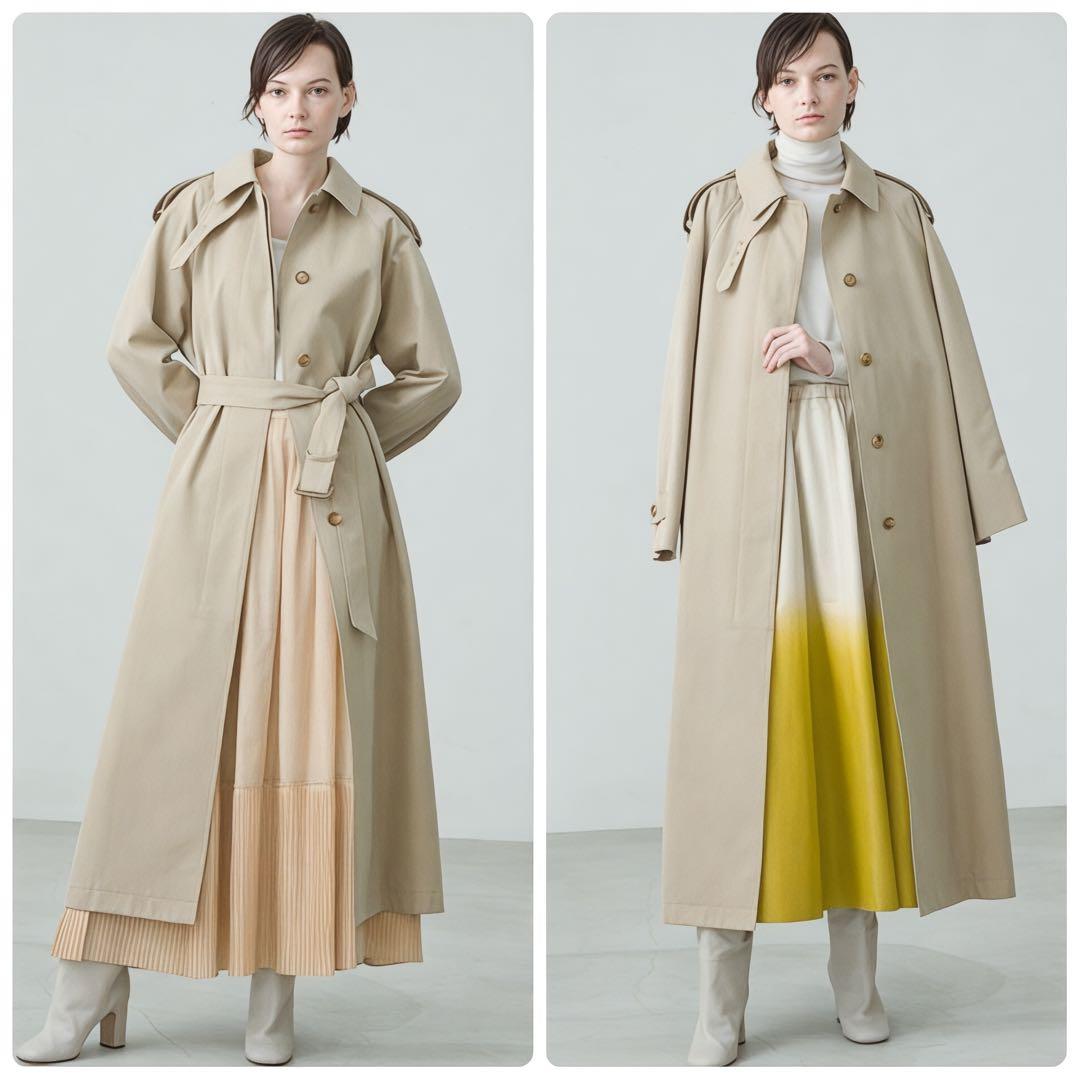 極美品✨️定価10万　エブール　コットンシルクシャンブレーステンカラーコート　濃紺