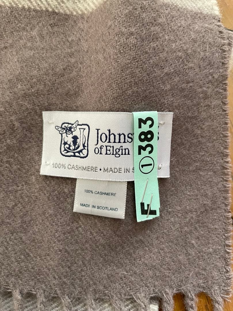Johnstons of Elgin カシミヤ大判ストールブロックチェック