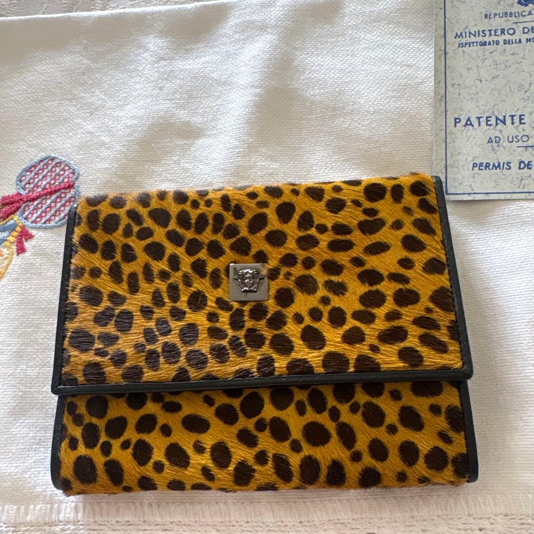 GIANNI VERSACE ヒョウ柄三つ折り財布