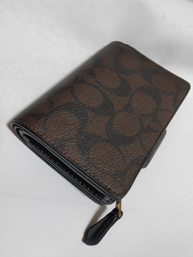 ■新品■COACH 二つ折り財布■シグネチャー■ブラック×ブラウン■本日限定価格