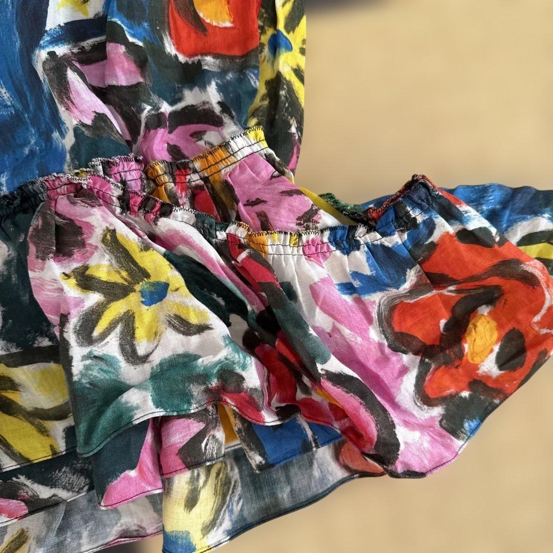 MARNI 花柄フリル半袖Tシャツ