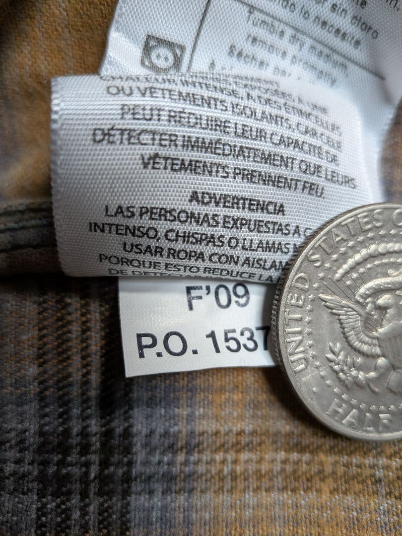 Carhartt 2009年製カーハートコットンダックシャツ 裏ネル濃いブラウン