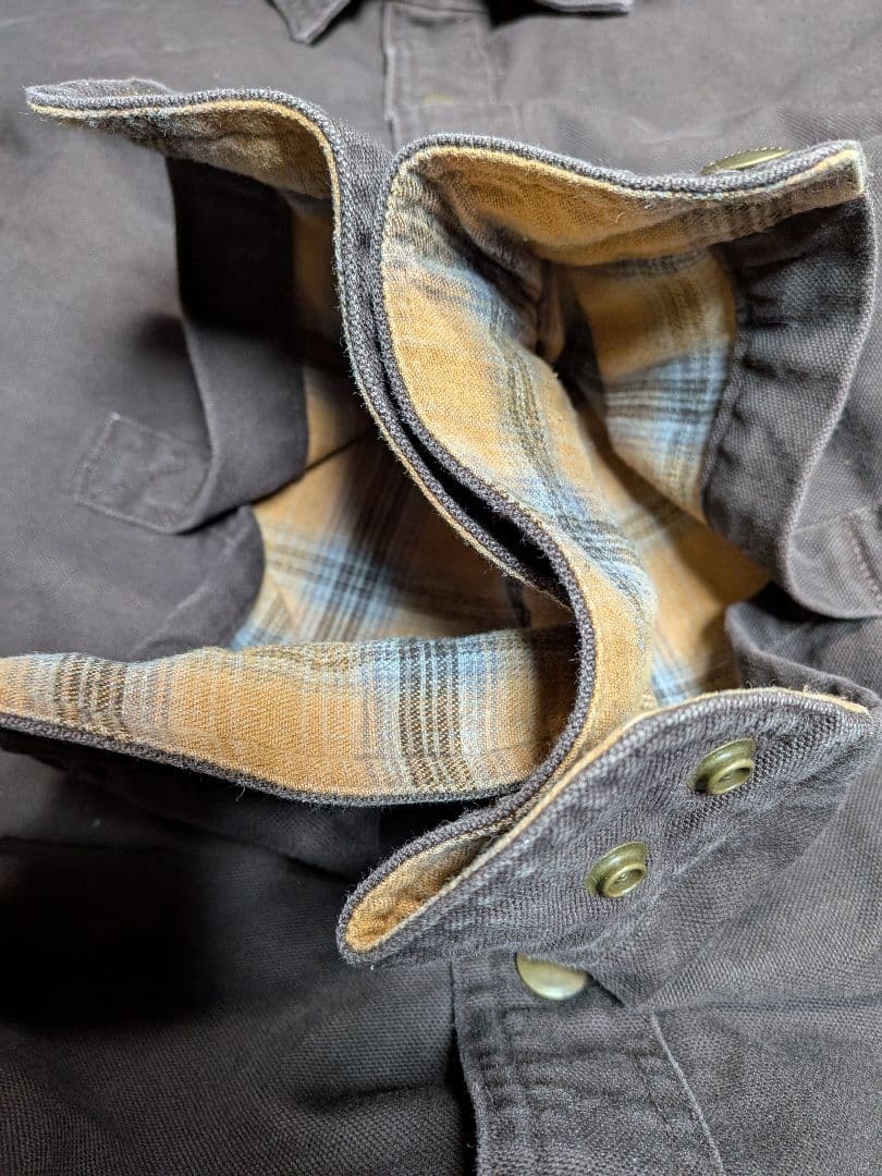 Carhartt 2009年製カーハートコットンダックシャツ 裏ネル濃いブラウン