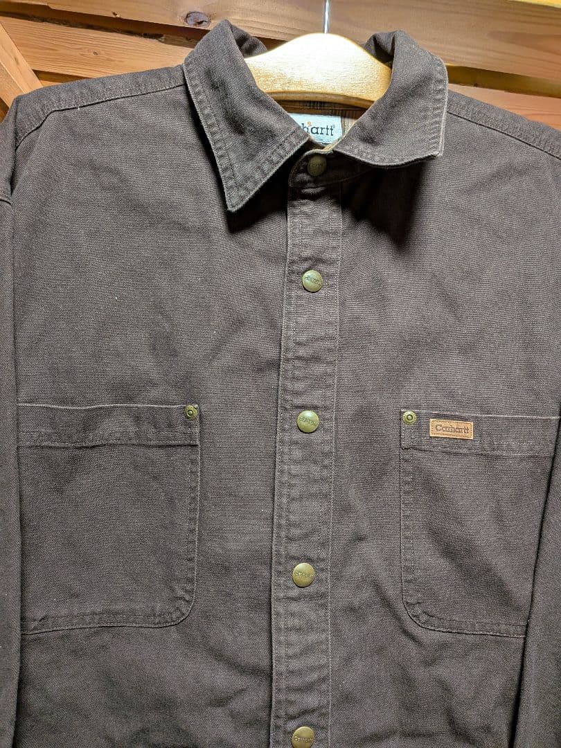 Carhartt 2009年製カーハートコットンダックシャツ 裏ネル濃いブラウン