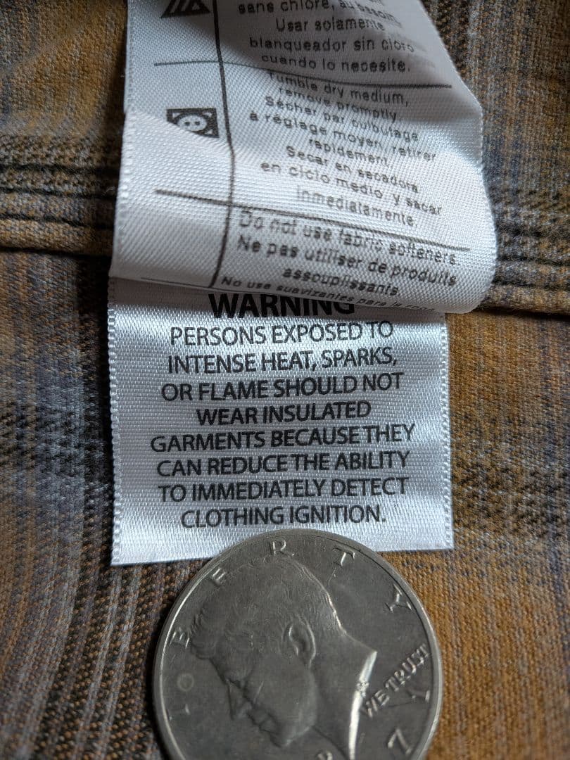 Carhartt 2009年製カーハートコットンダックシャツ 裏ネル濃いブラウン