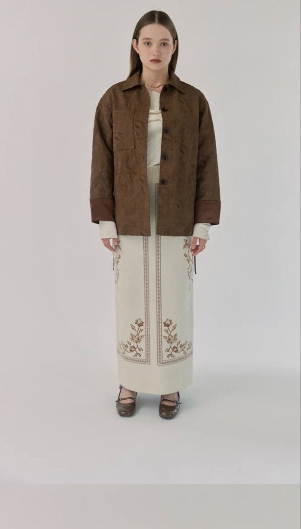 スカート Eaphi SCARF MOTIF KNIT SKIRT beige