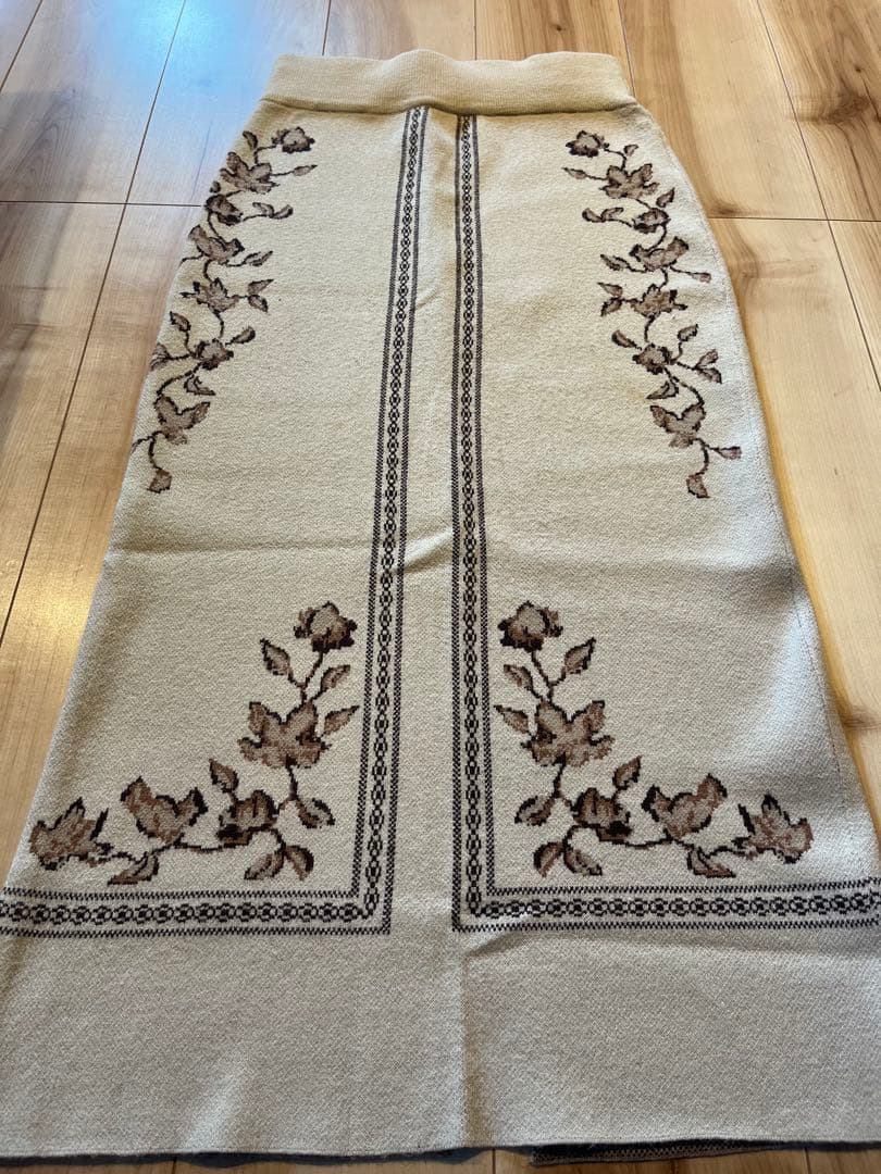 スカート Eaphi SCARF MOTIF KNIT SKIRT beige