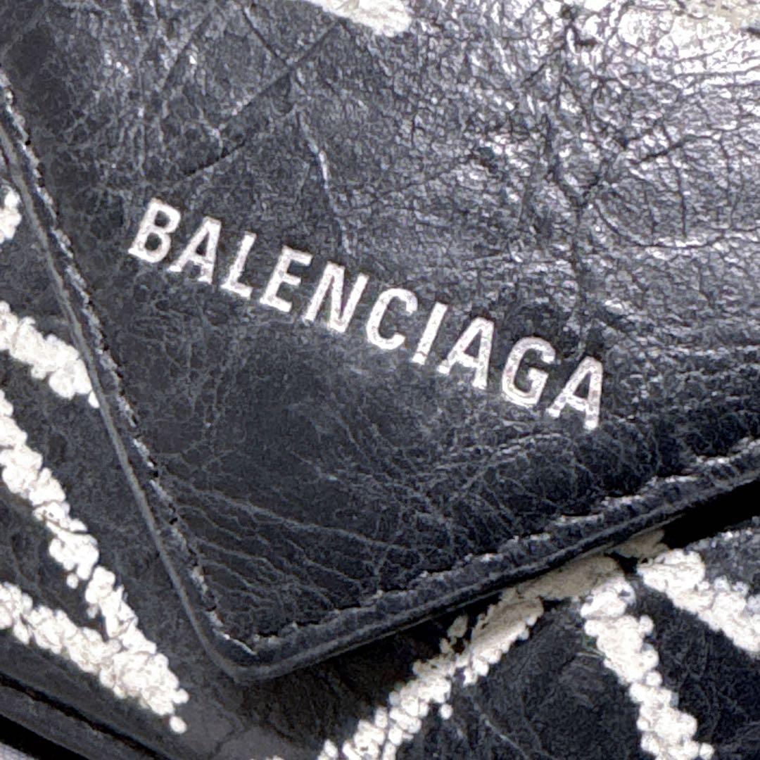 ✩付属品完備⭐︎BALENCIAGA バレンシアガ 三つ折り財布 グラフィティ 黒