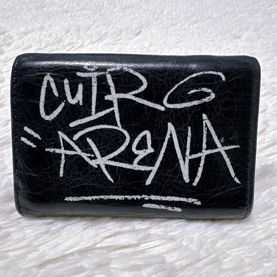 ✩付属品完備⭐︎BALENCIAGA バレンシアガ 三つ折り財布 グラフィティ 黒