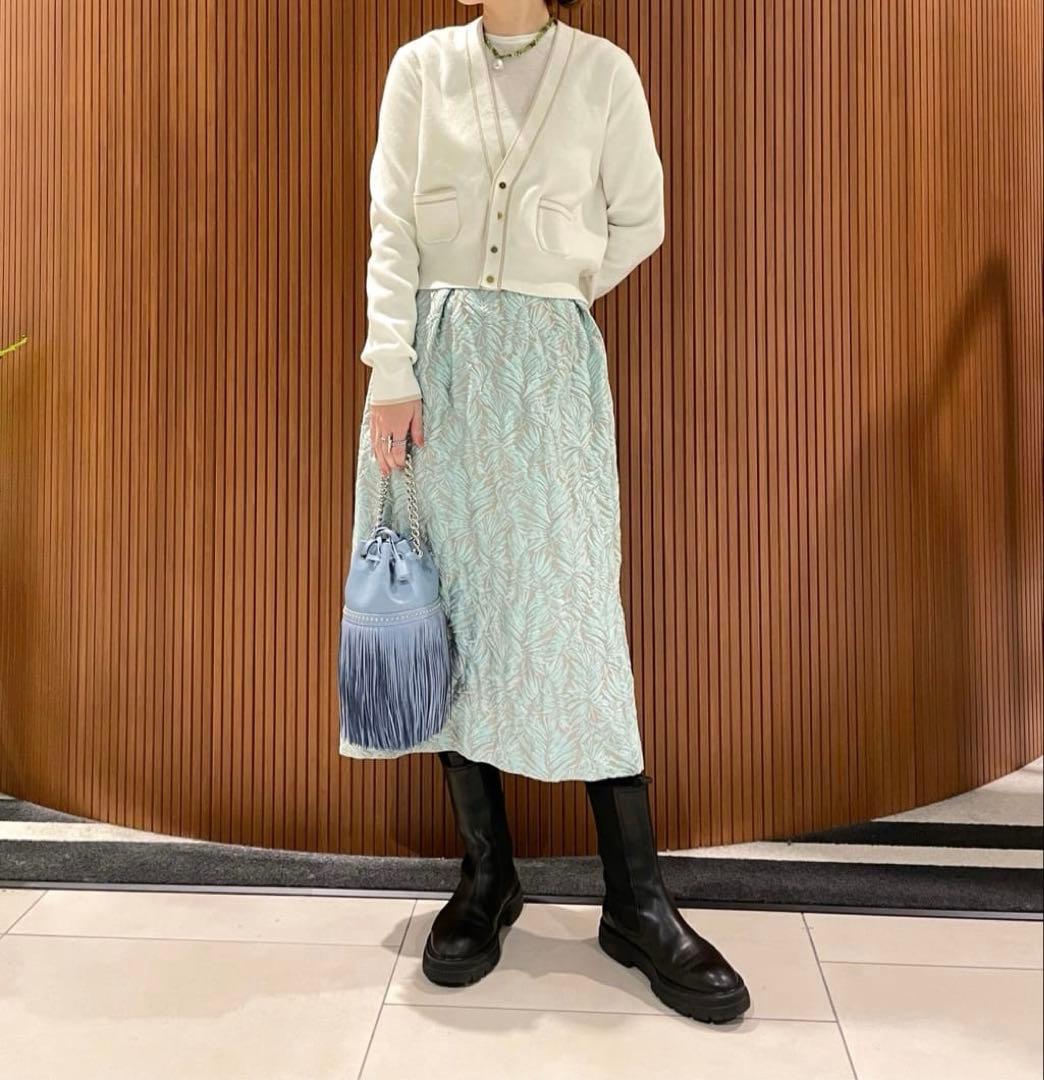 caban コットンカシミヤ パイピングVネックショートカーディガン