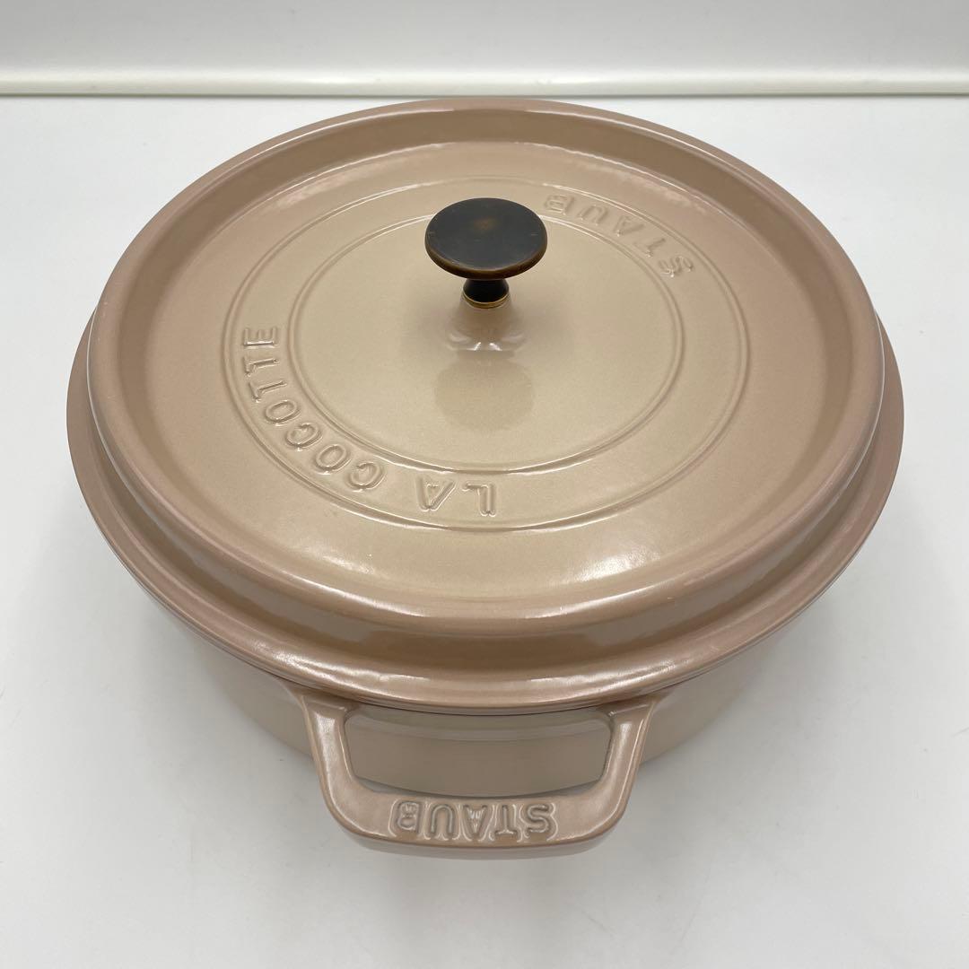 美品　STAUB ストウブ シャロー ココット ラウンド 26cm リネン
