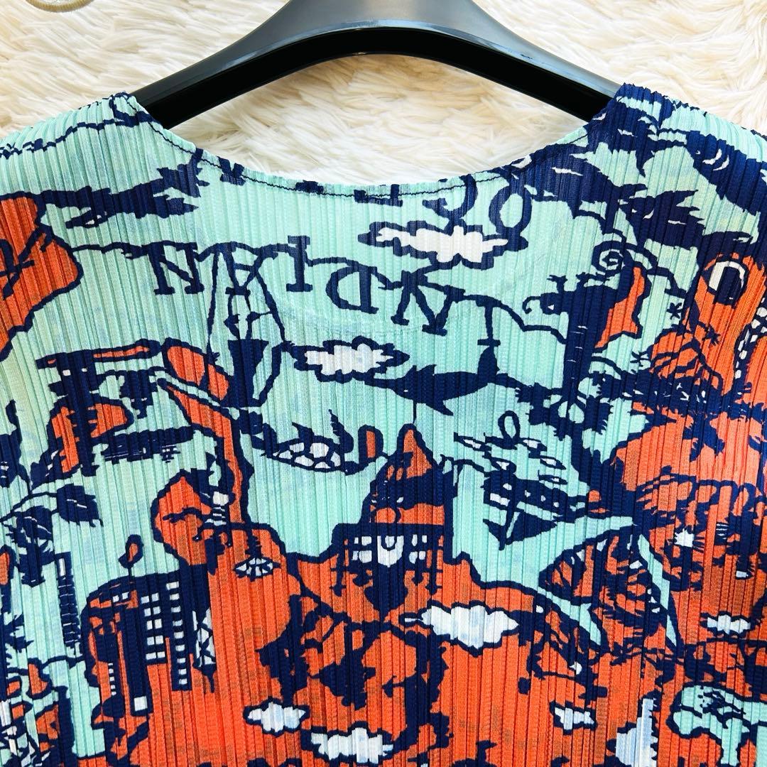 希少✨プリーツプリーズ 地図柄 半袖 Tシャツ カットソー イッセイミヤケ
