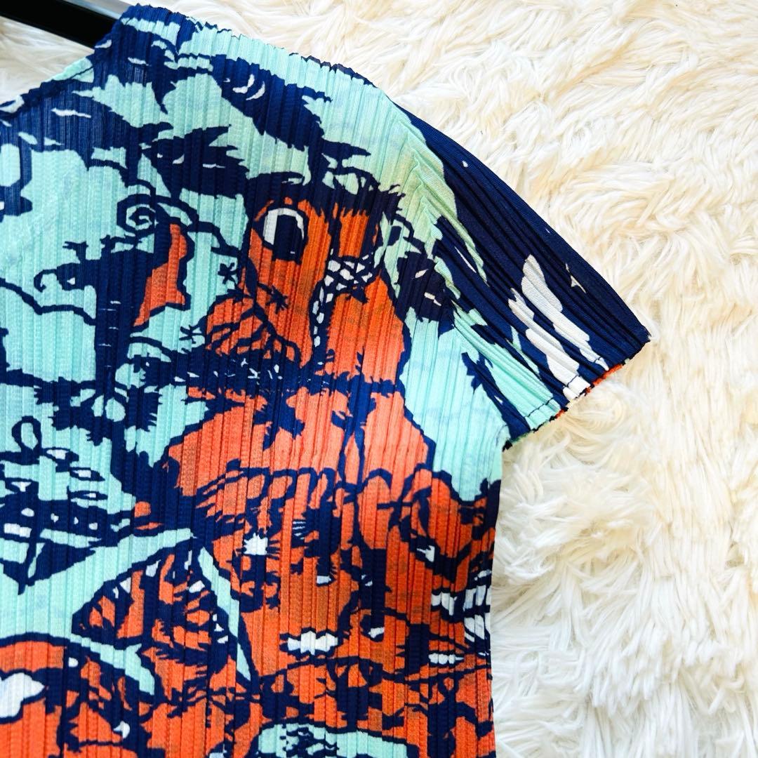 希少✨プリーツプリーズ 地図柄 半袖 Tシャツ カットソー イッセイミヤケ