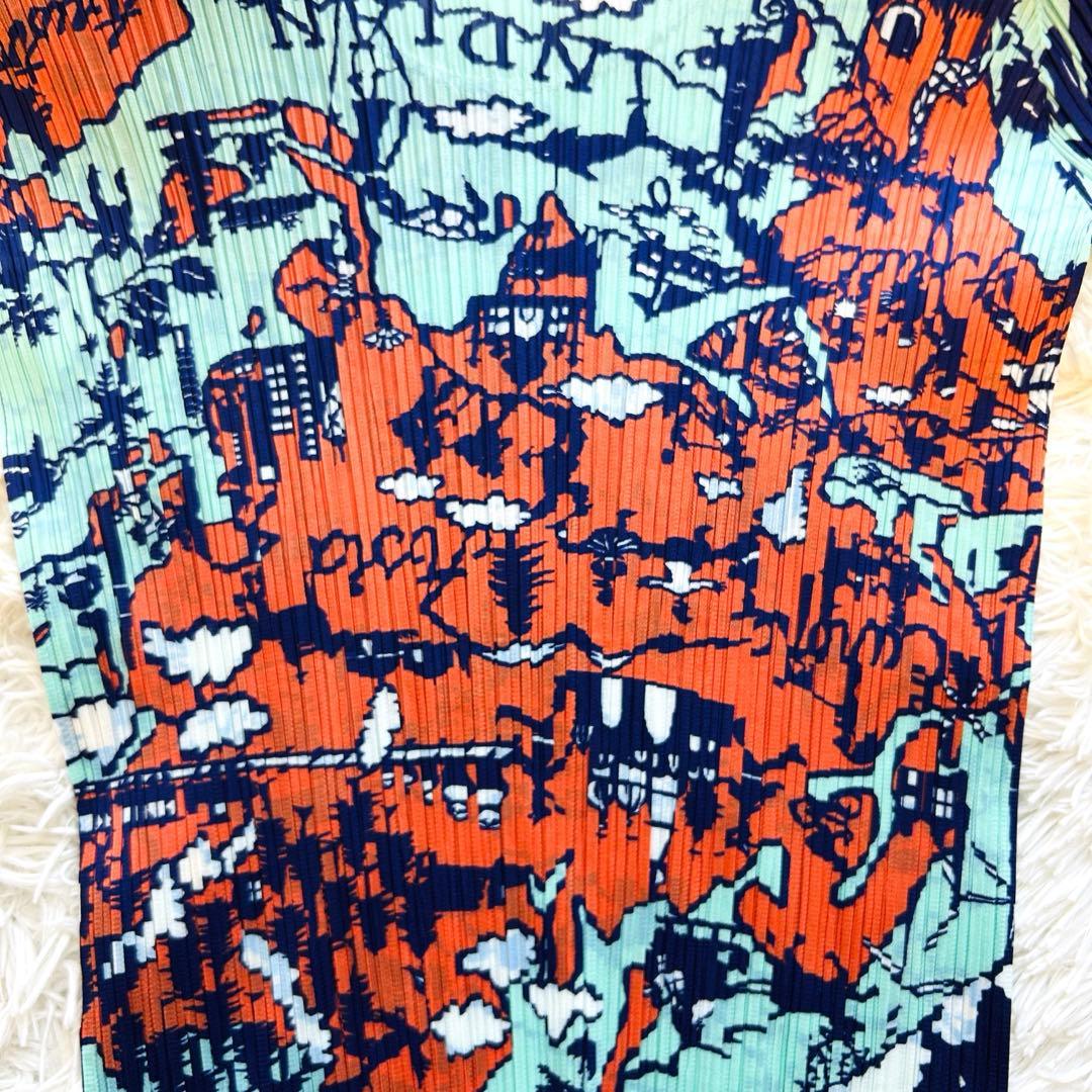 希少✨プリーツプリーズ 地図柄 半袖 Tシャツ カットソー イッセイミヤケ